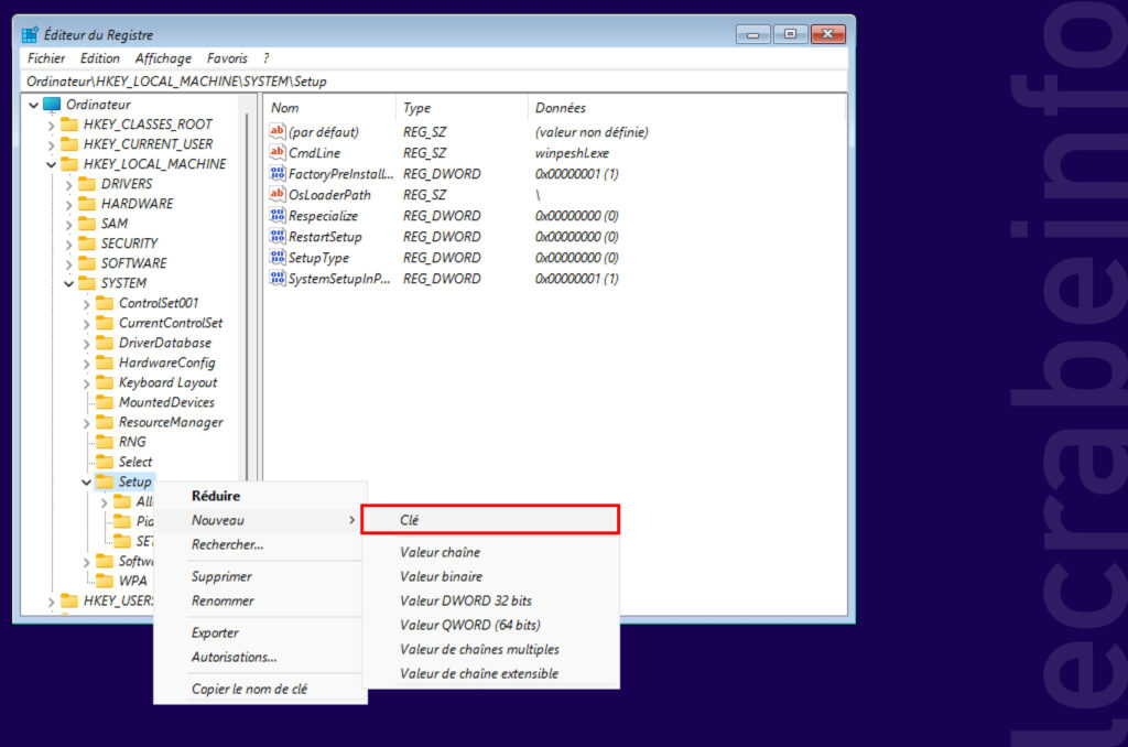 Fresh install Windows 11 pc incompatible registre clé
